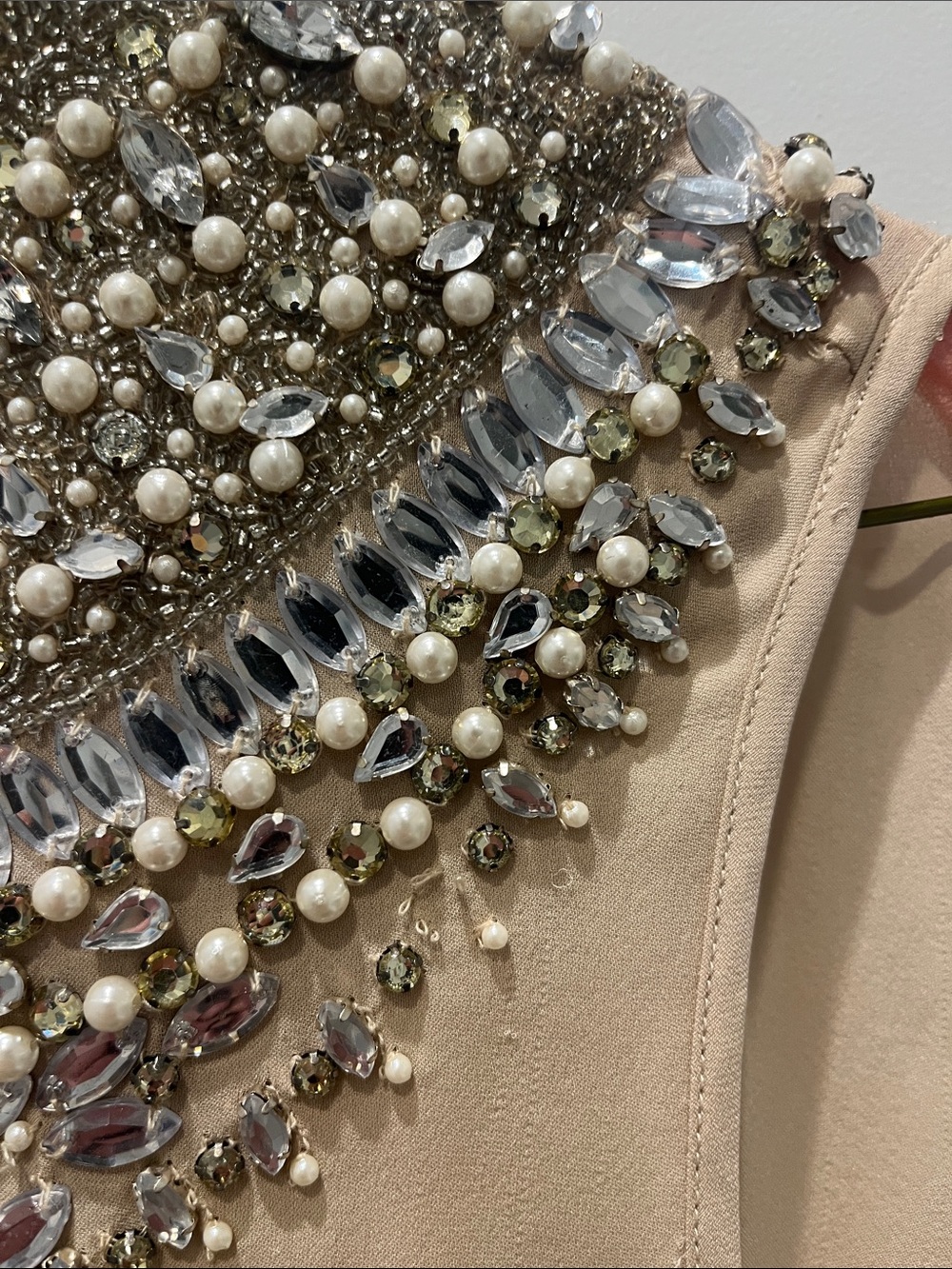 Haute Hippie Champagne Beaded Mock Neck Sleeveless Top - Picture 7 of 15
